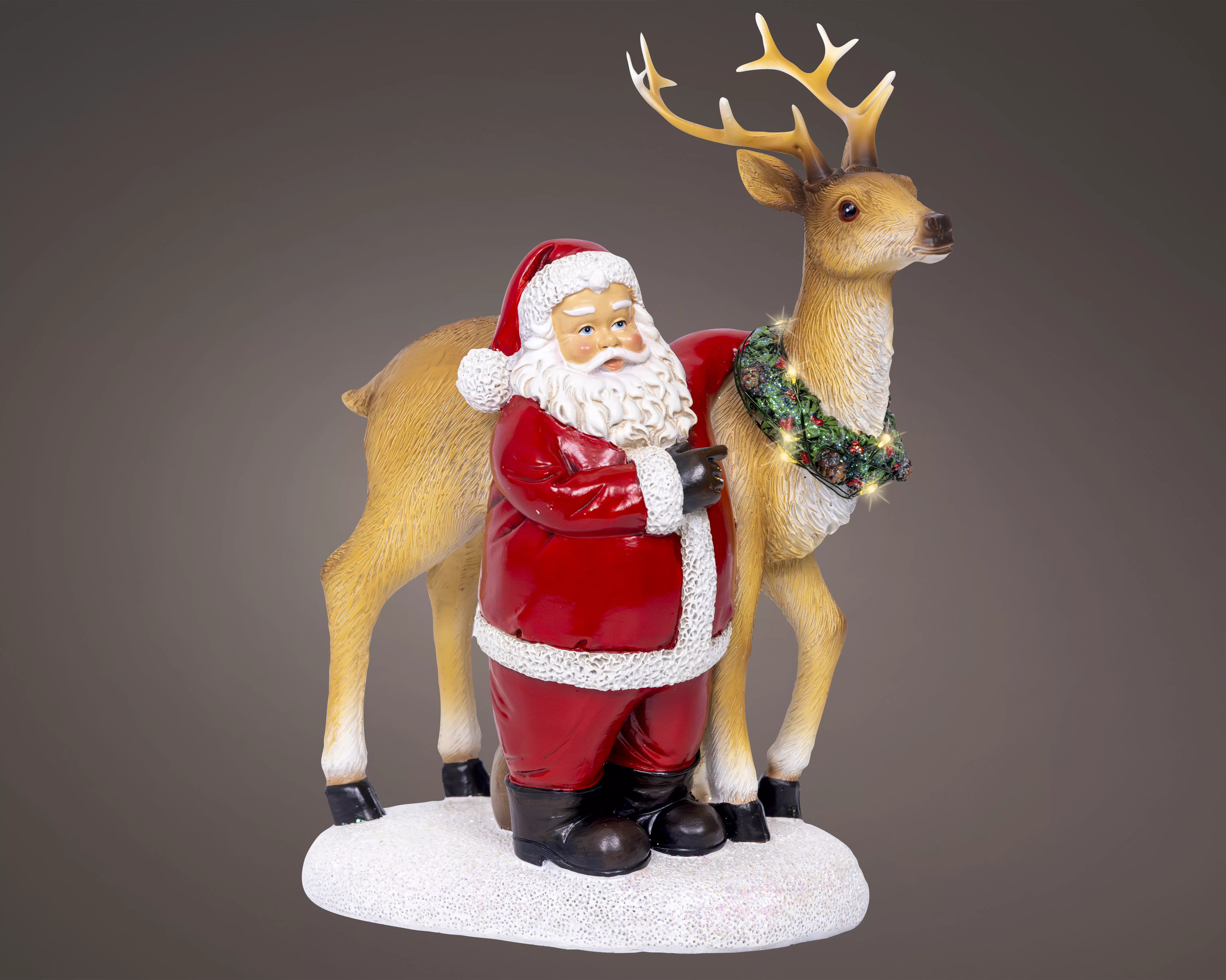 Figur Nikolaus mit Rentier und LED CHRISTMAS