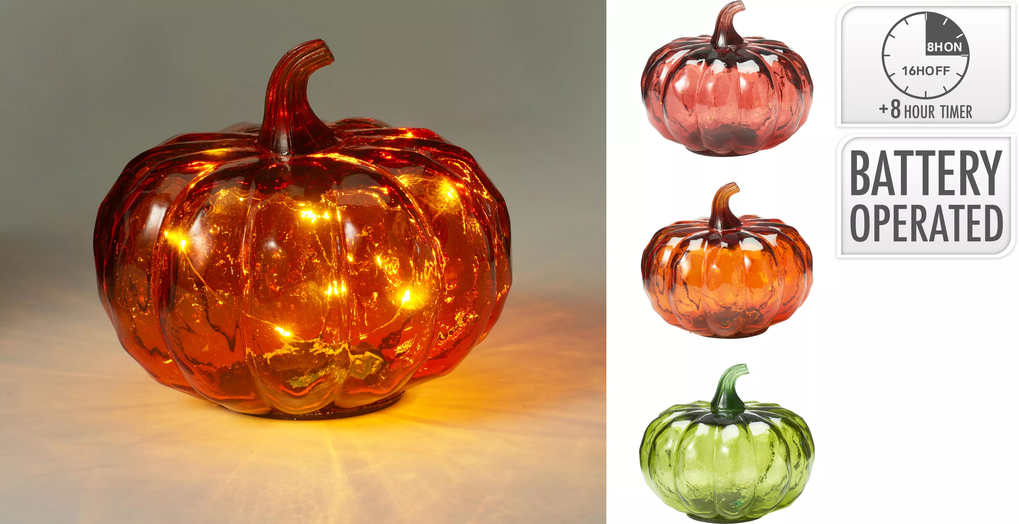 Kürbis Glas mit LED HERBST