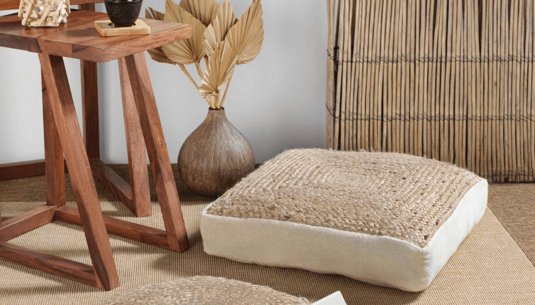 Bodenkissen SISEA im Boho-Stil, 100% Jute,Farbe : natur