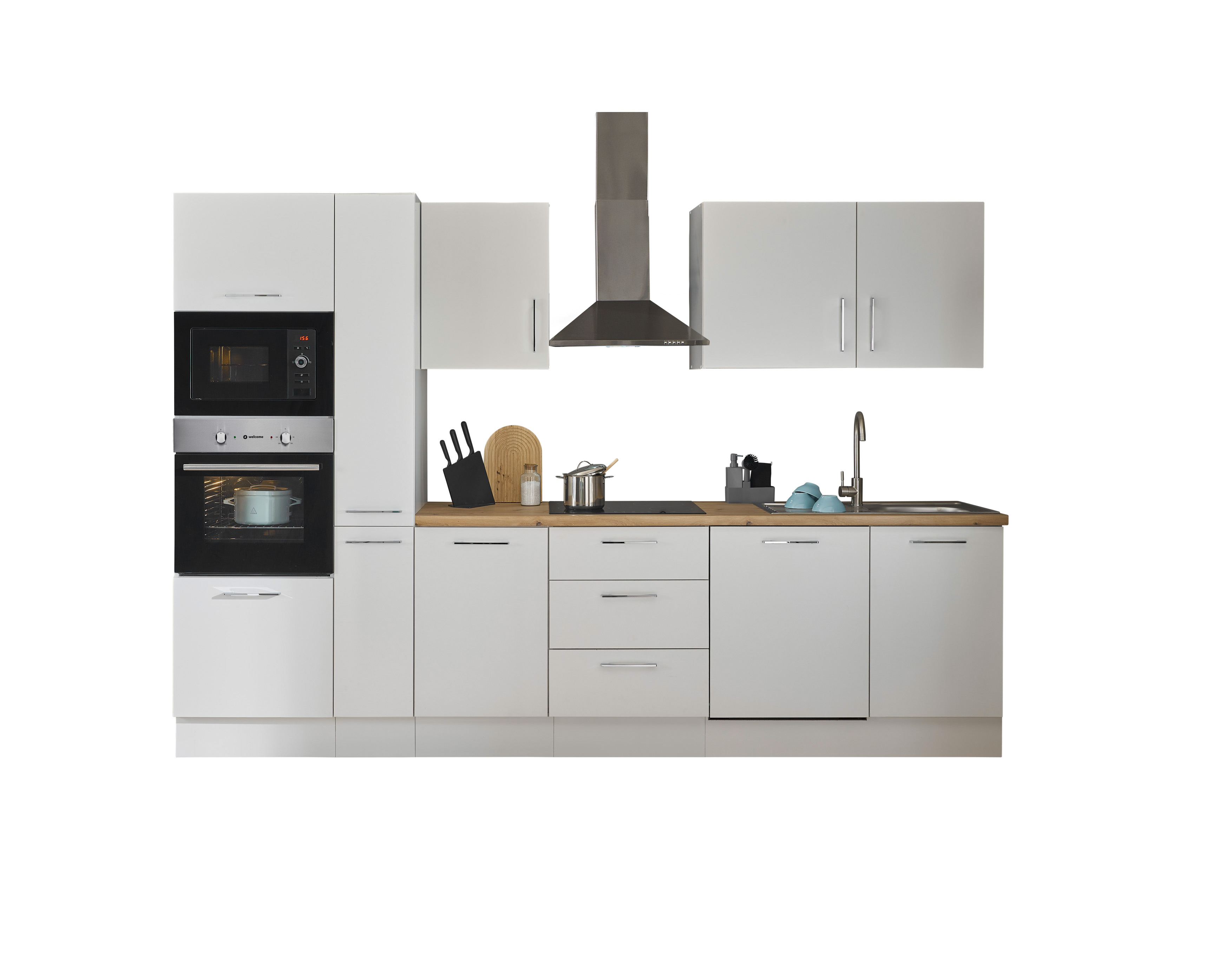 Küchenblock mit E-Geräten CORNWALL (Zeile-Backofen-Geschirrspüler-Mikrowelle-Apotheker) I Küchenblock mit E-Geräten CORNWALL (Zeile-Backofen-Geschirrspüler-Mikrowelle-Apotheker) I