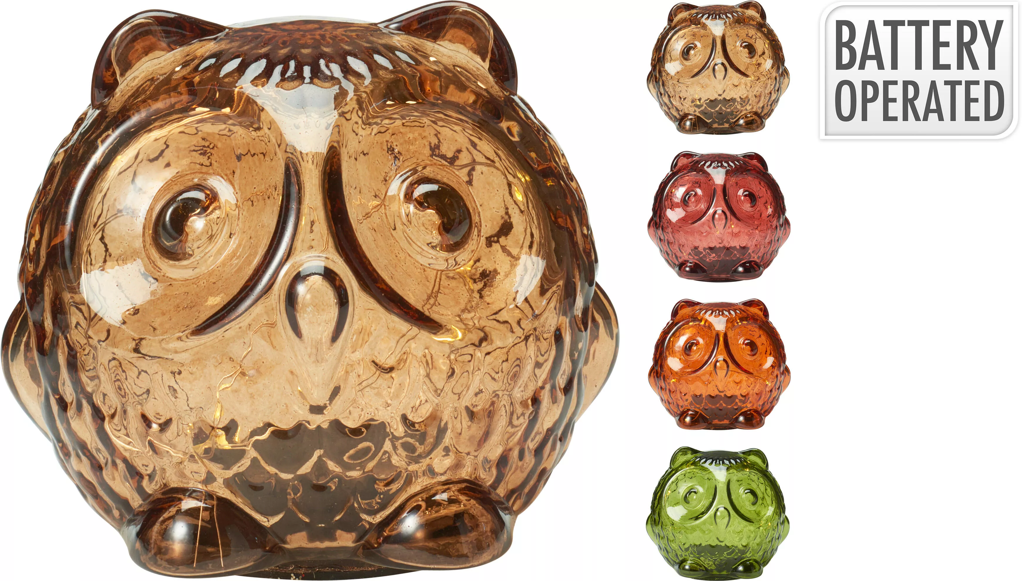 Eule Glas mit LED HERBST