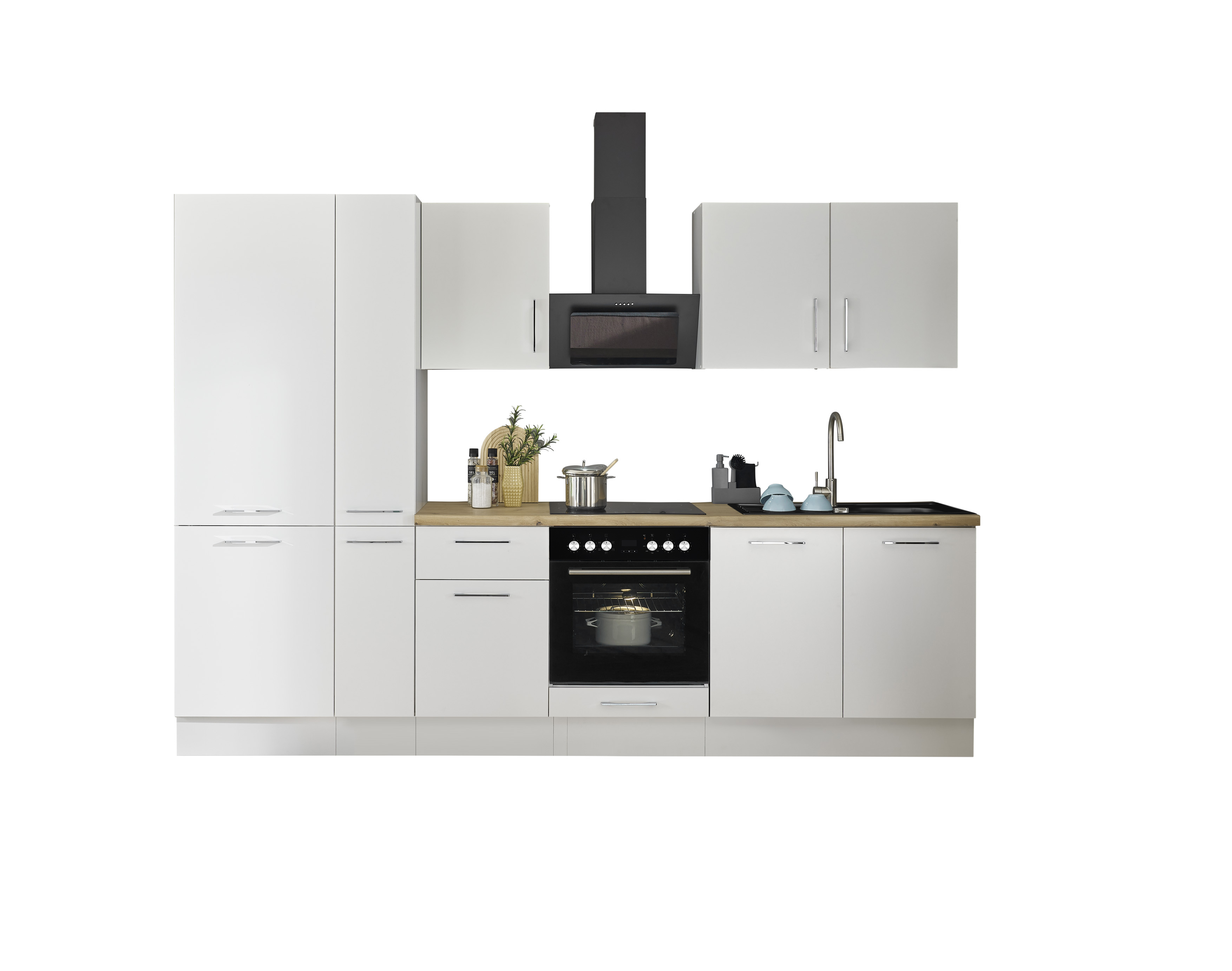 Küchenblock mit E-Geräten CORNWALL (Zeile-Kühlschrank-Apotheker) II Küchenblock mit E-Geräten CORNWALL (Zeile-Kühlschrank-Apotheker) II