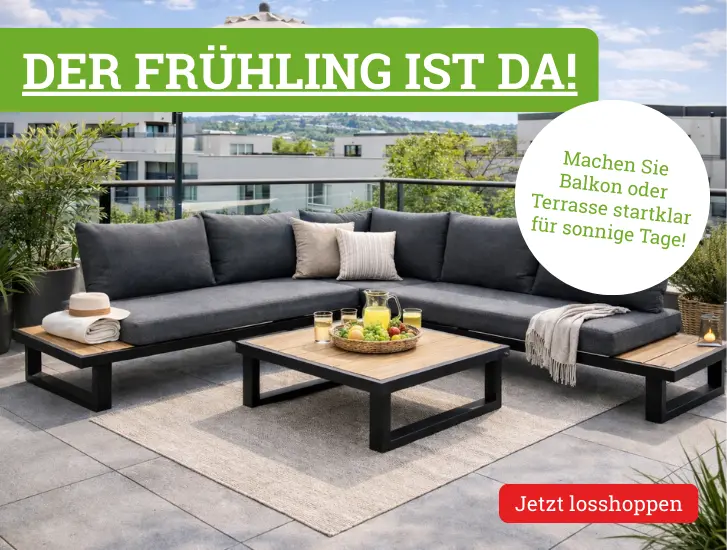 Der Frühling ist da! Machen Sie Balkon oder Terrasse startklar für sonnige Tage.