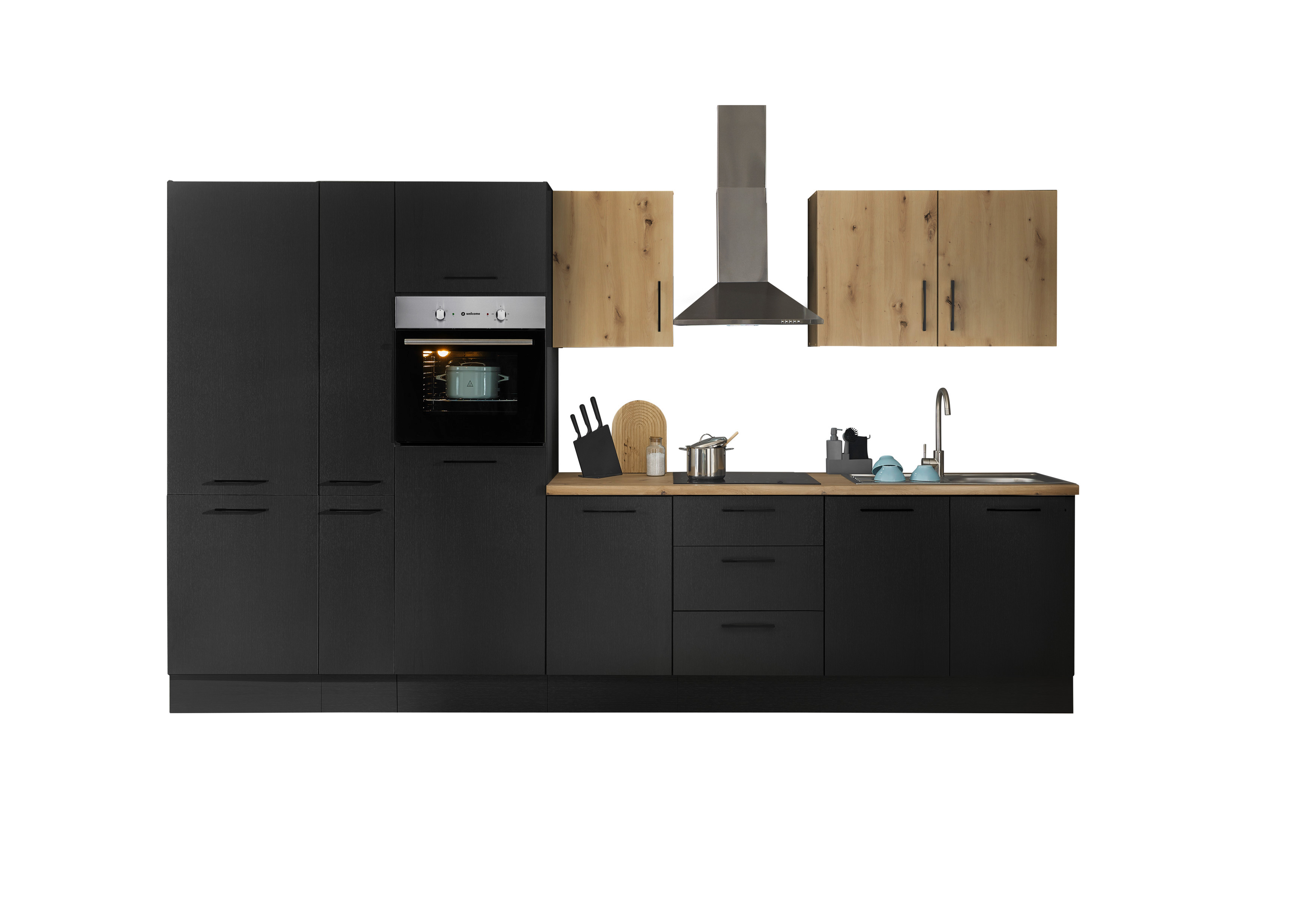 Küchenblock mit E-Geräten CORNWALL (Zeile-Backofen-Kühlschrank-Apotheker) VII Küchenblock mit E-Geräten CORNWALL (Zeile-Backofen-Kühlschrank-Apotheker) VII