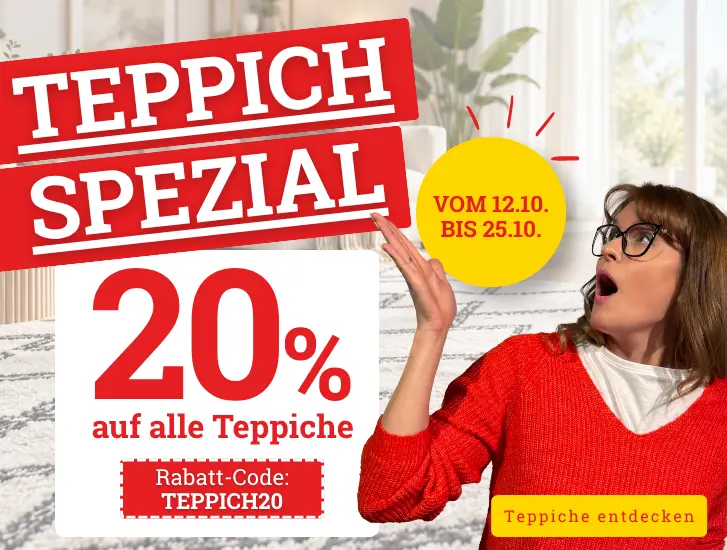 TEPPICH SPEZIAL - jetzt 20% auf alle Teppiche sichern mit Rabatt-Code: TEPPICH20