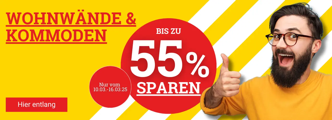 Jetzt bei Wohnwänden & Kommoden bis zu 55% sparen!