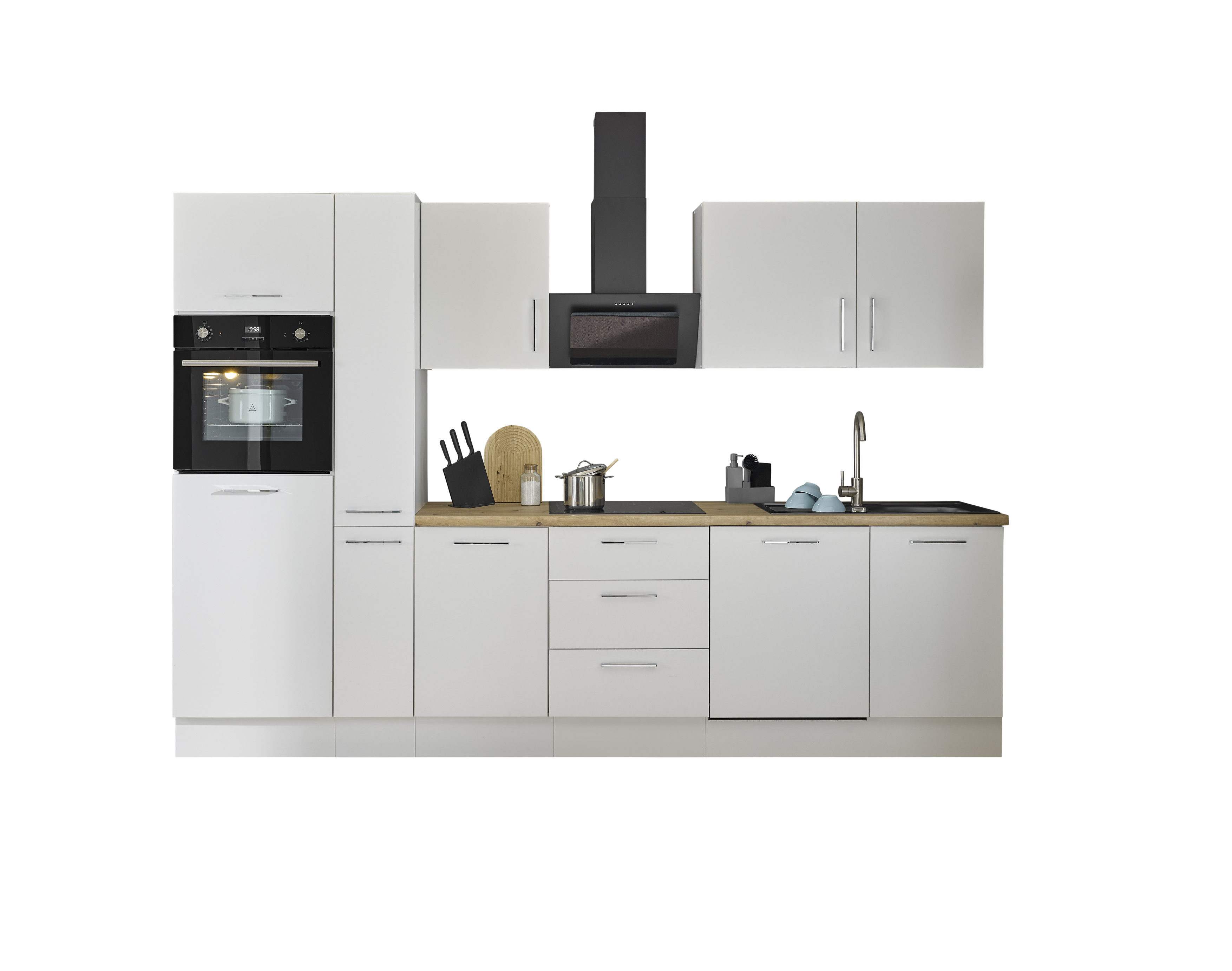 Küchenblock mit E-Geräten CORNWALL (Zeile-Backofen-Geschirrspüler-Kühlschrank-Apotheker) II Küchenblock mit E-Geräten CORNWALL (Zeile-Backofen-Geschirrspüler-Kühlschrank-Apotheker) II