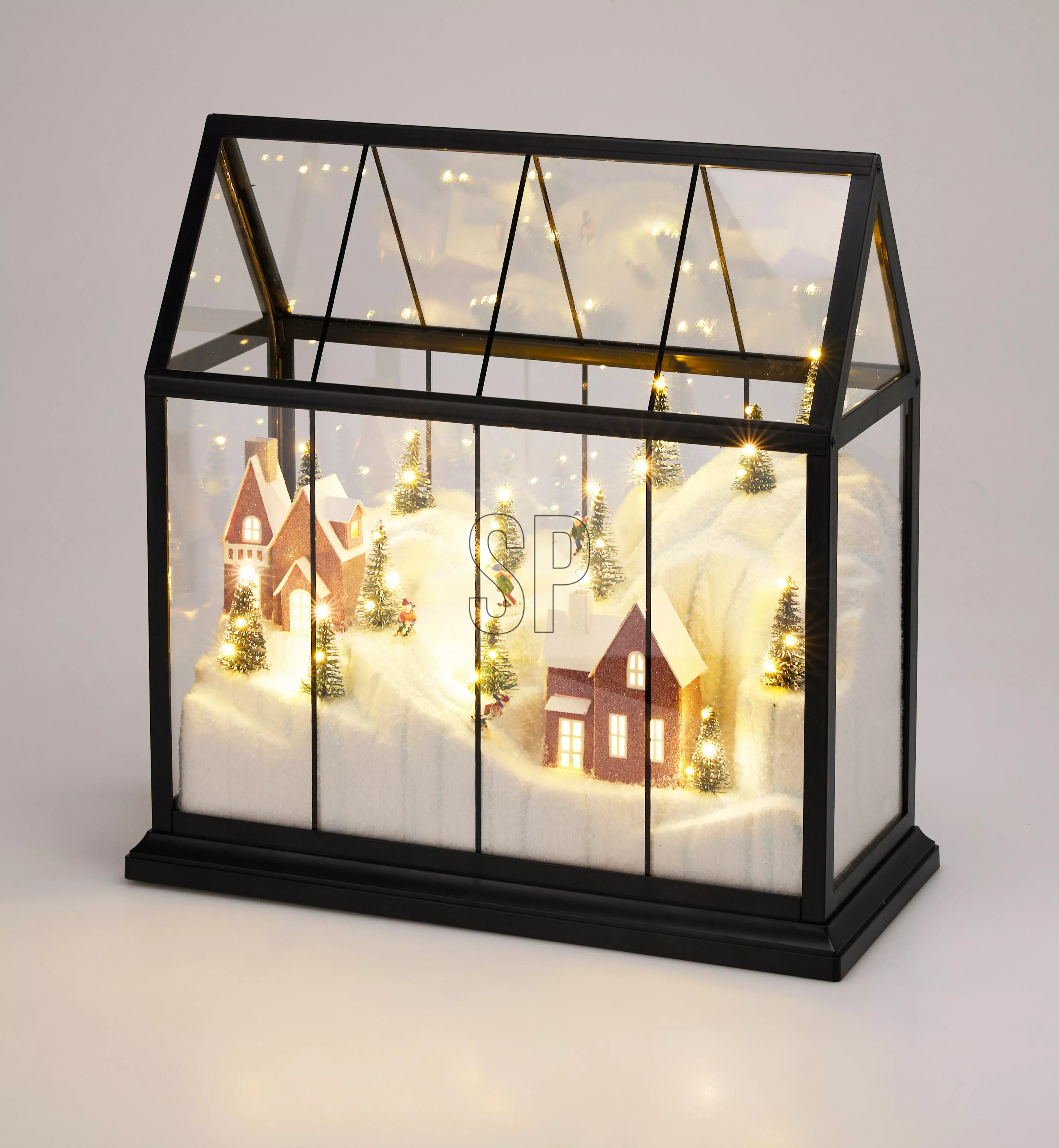 Glashaus mit Winterlandschaft und LED CHRISTMAS