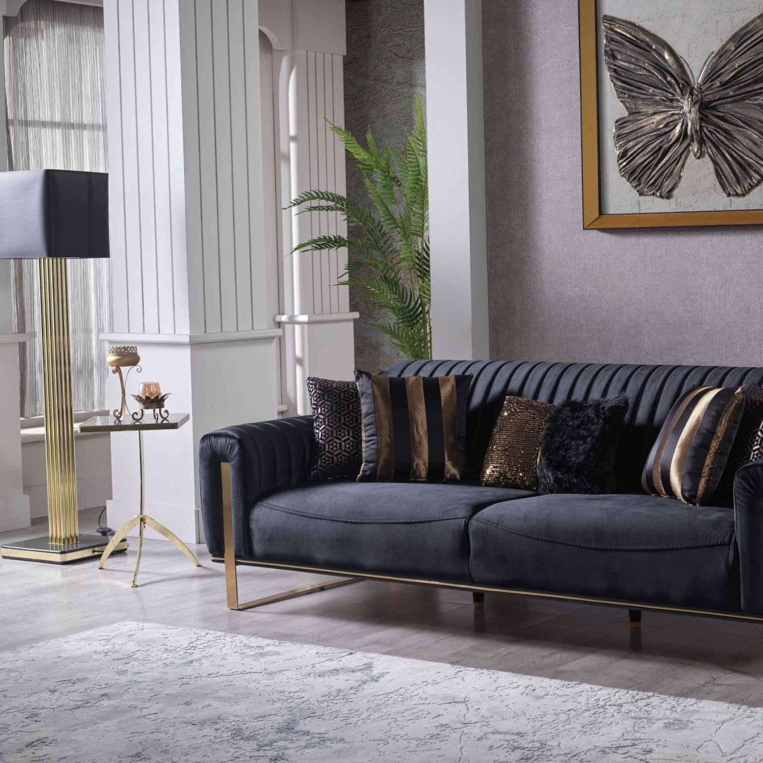 Sofa 3-Sitzer SINGAPUR, Farbe schwarz, Kippfunktion im Rücken, B/H/T ca. 238/82/93 cm Sofa 3-Sitzer SINGAPUR, Farbe schwarz, Kippfunktion im Rücken, B/H/T ca. 238/82/93 cm