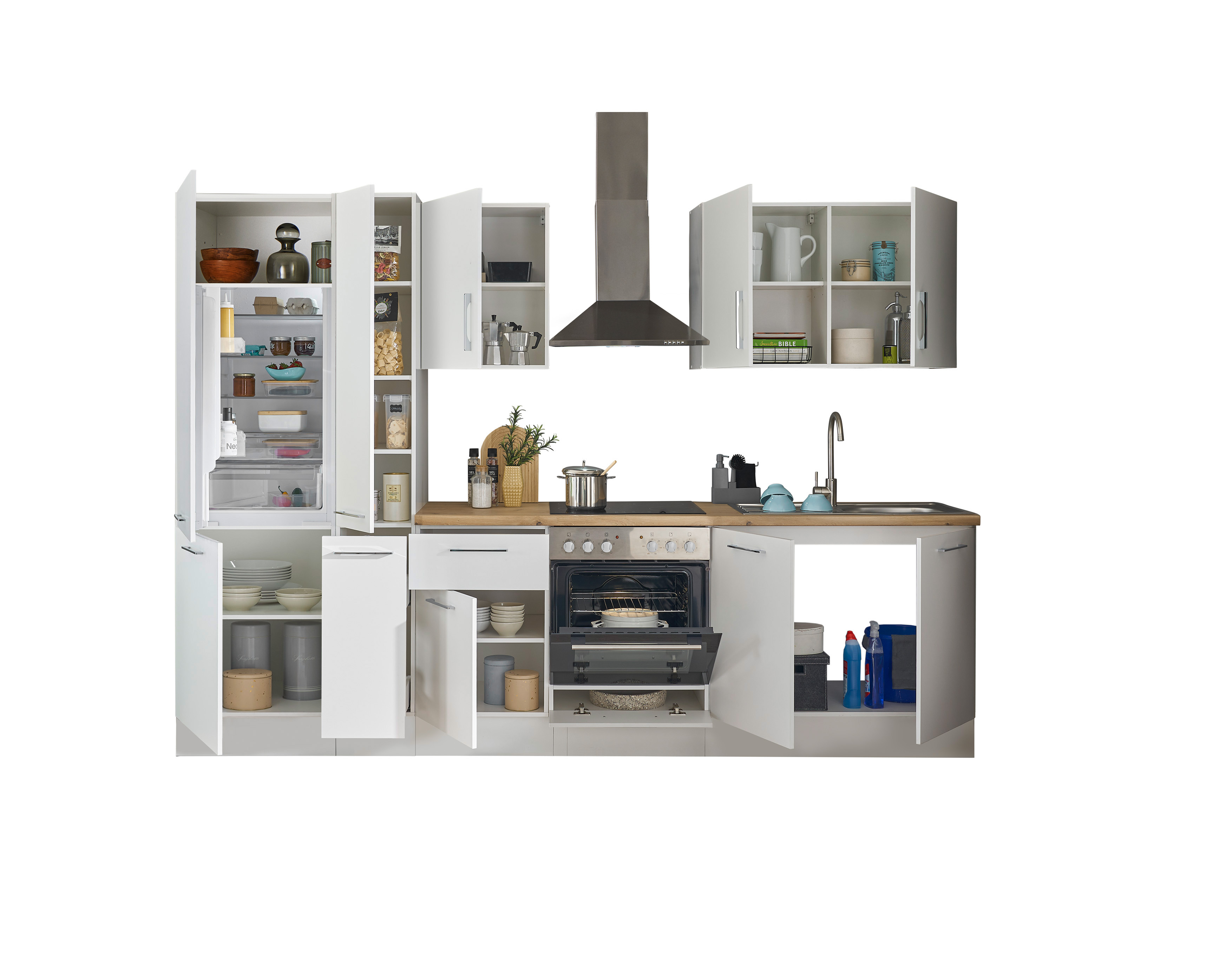 Küchenblock mit E-Geräten CORNWALL (Zeile-Kühlschrank-Apotheker) I